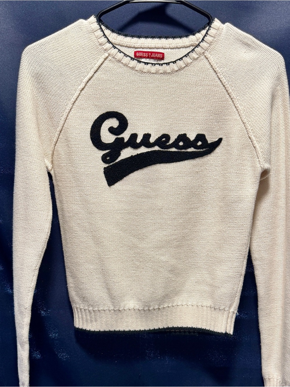 Guess Jeans Kid’s Cream Crewneck Sweater with Black Logo